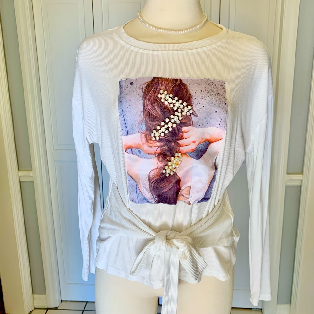 🌟Pearl 3-D design shirt-exquisite